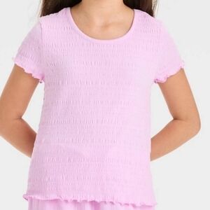 Cat & Jack Girls Short Sleeve Textured T-Shirt Light Purple L (10-12)